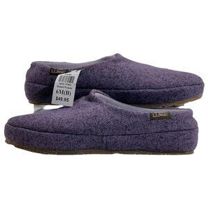 LL Bean Womens Purple Knit Slip On Round Toe Sweater Fleece Slippers Size 6 M